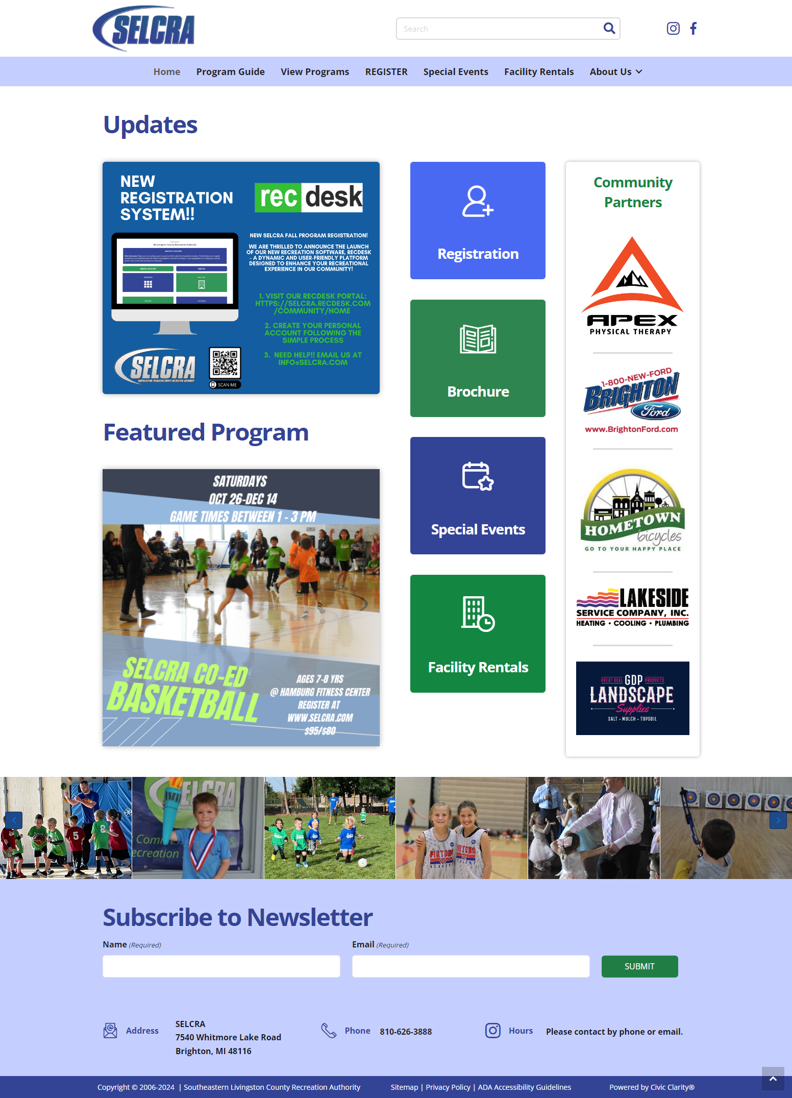 SELRA Website Screenshot Featuring Programs and Partners