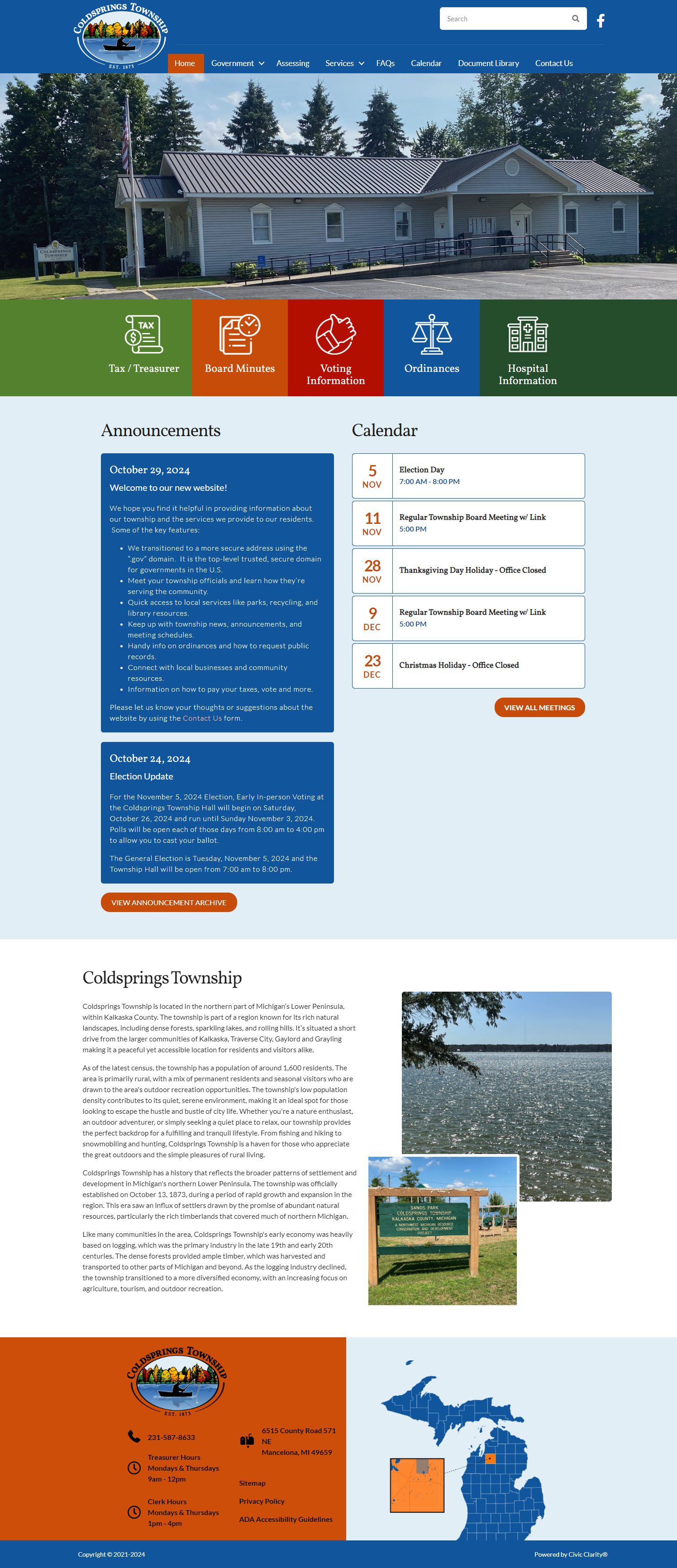 Coldsprings Township website homepage screenshot