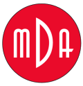 Logo with red background and white &#039;mDa&#039; letters