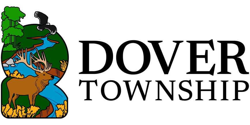 Dover Township logo with deer, river, and bird